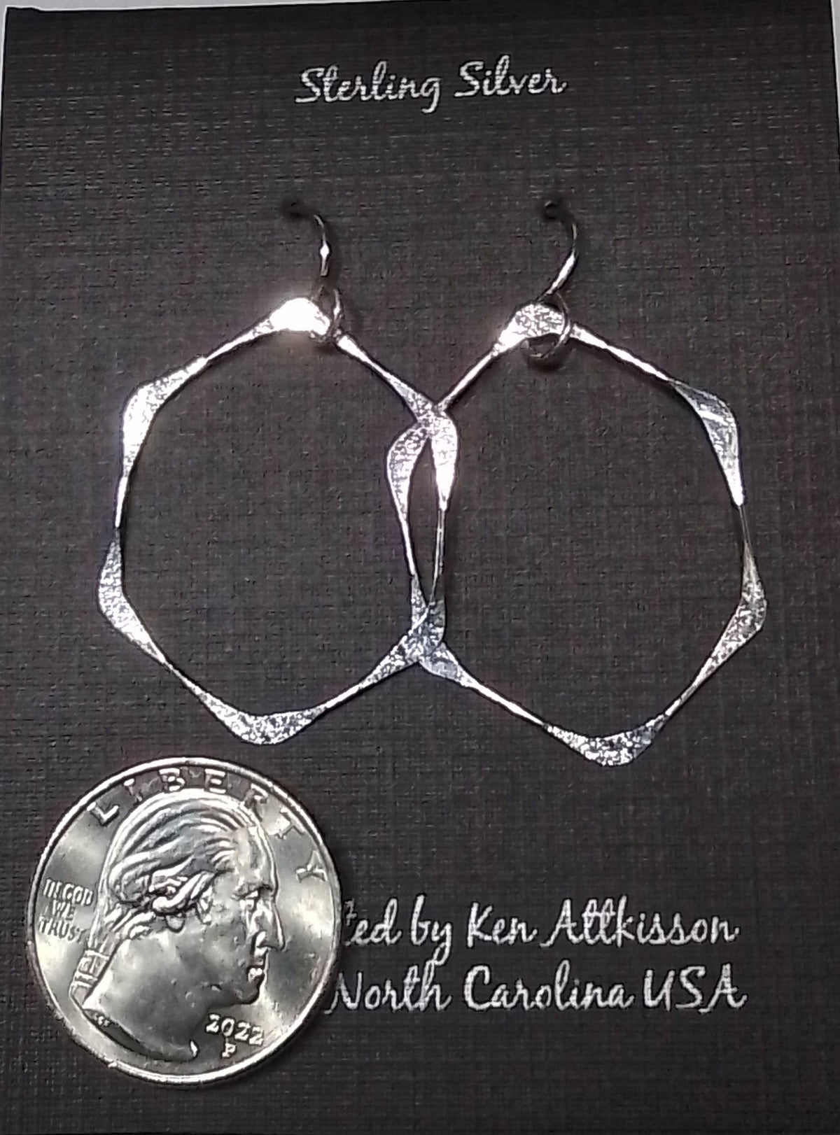Sterling Silver Medium Hexagon Earrings