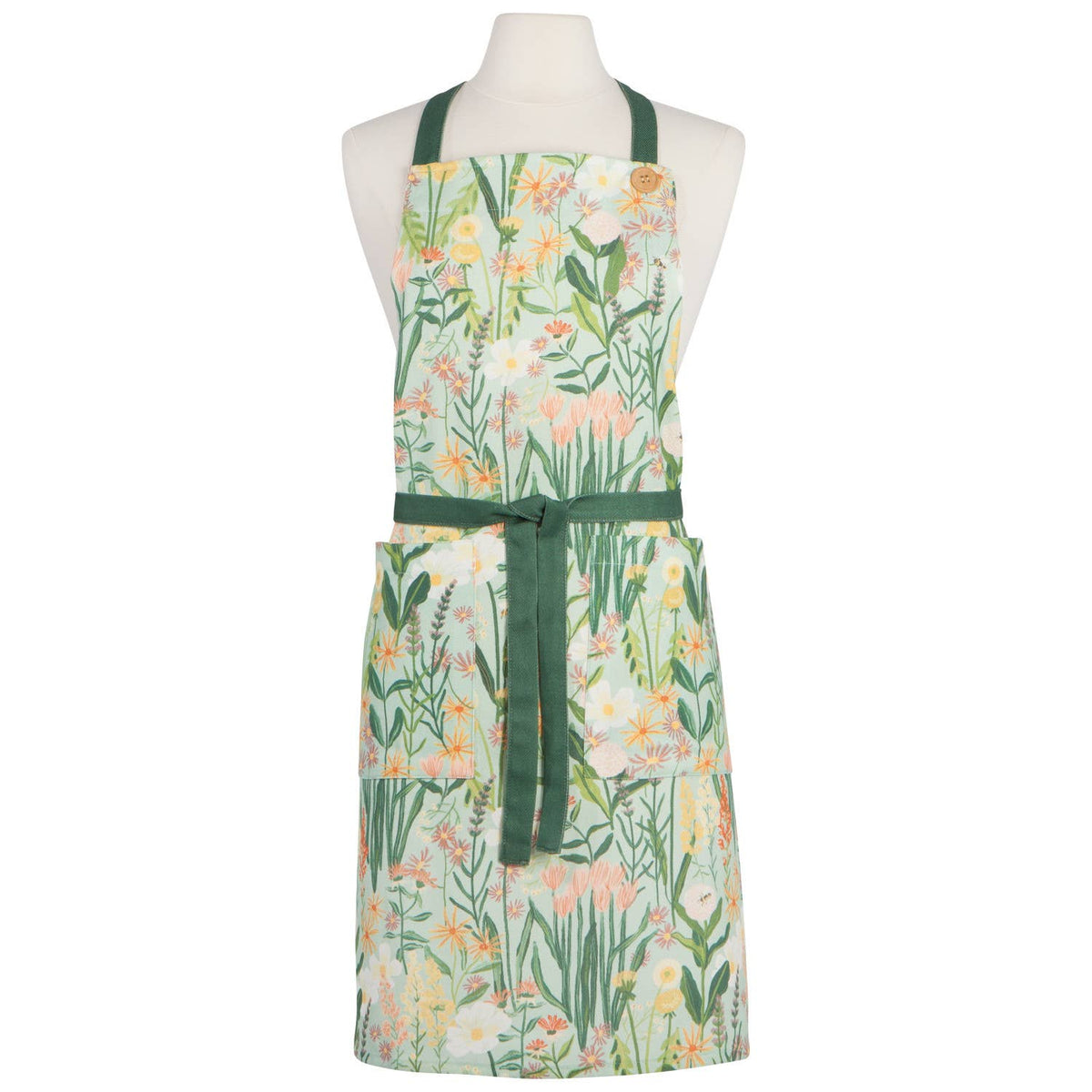 Bees & Blooms Apron, Spruce