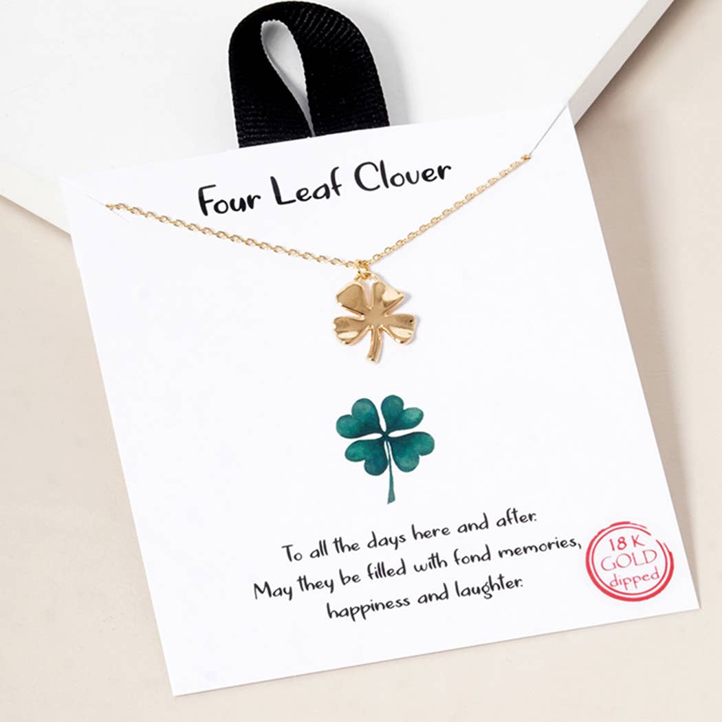 Four-Leaf Clover Pendant Gold Dipped Necklace