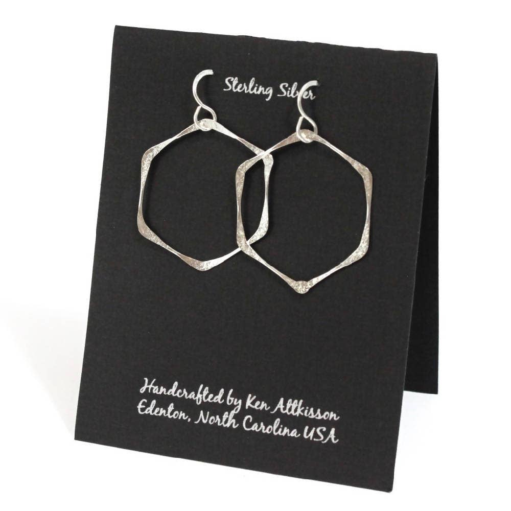 Sterling Silver Medium Hexagon Earrings