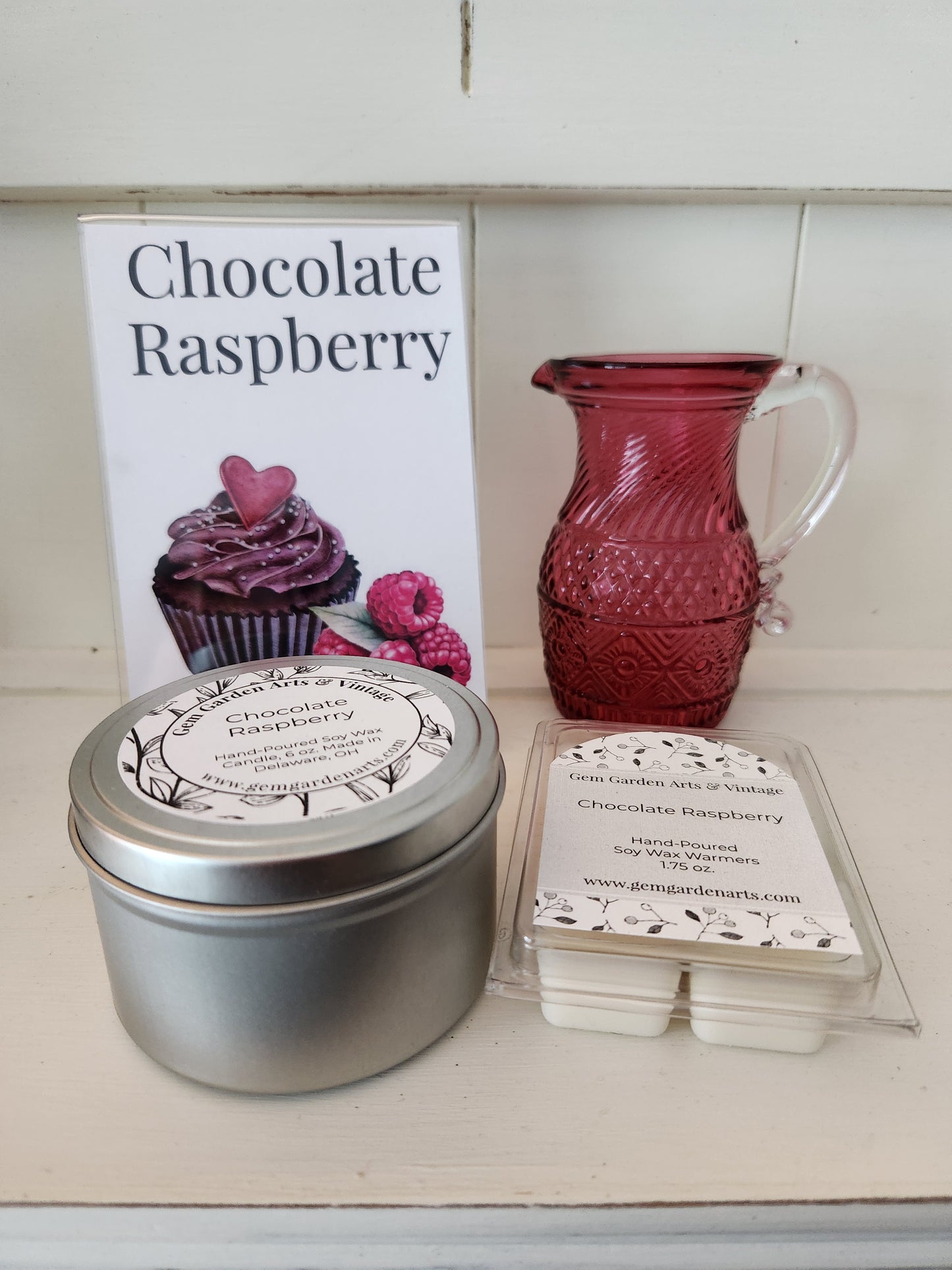 Chocolate Raspberry Hand-Poured Soy Wax Candle, 6 oz