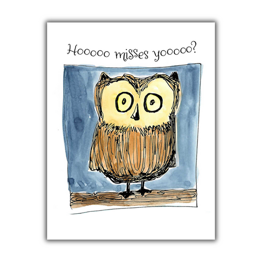 Hoooo Misses Yoooo (I Miss You) Owl Note Card