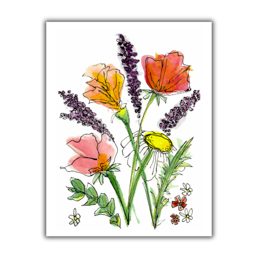 Floral Bouquet Watercolor Note Card