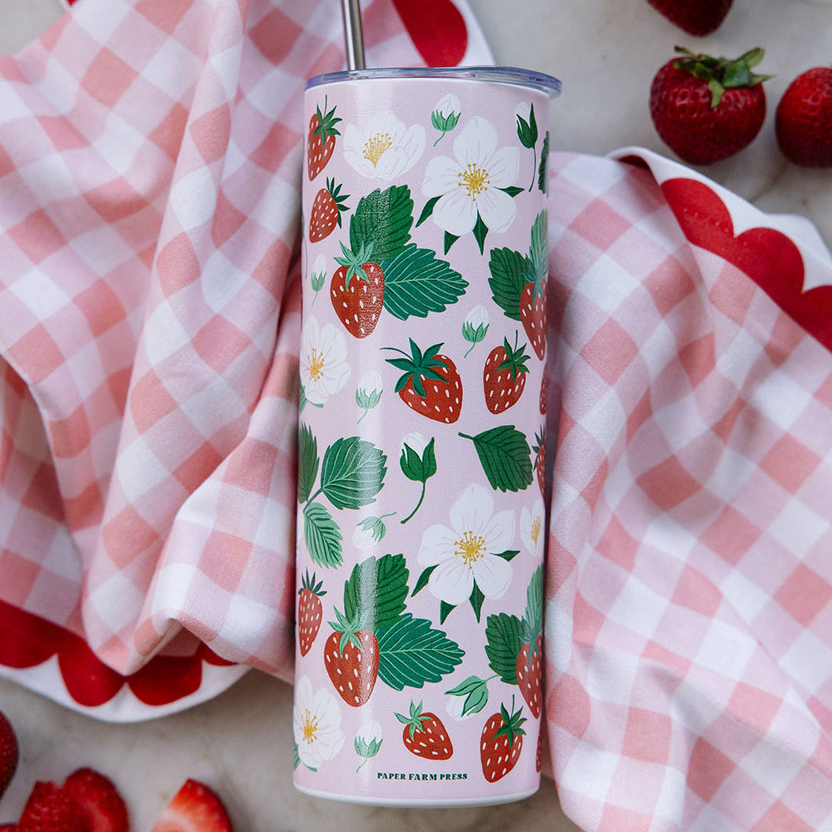 Strawberry Patch 20oz Stainless Steel Skinny Tumbler