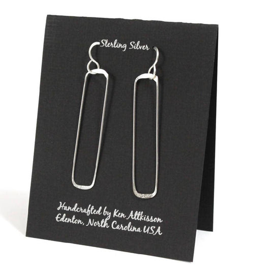 Sterling Silver Earrings, Skinny Rectangle