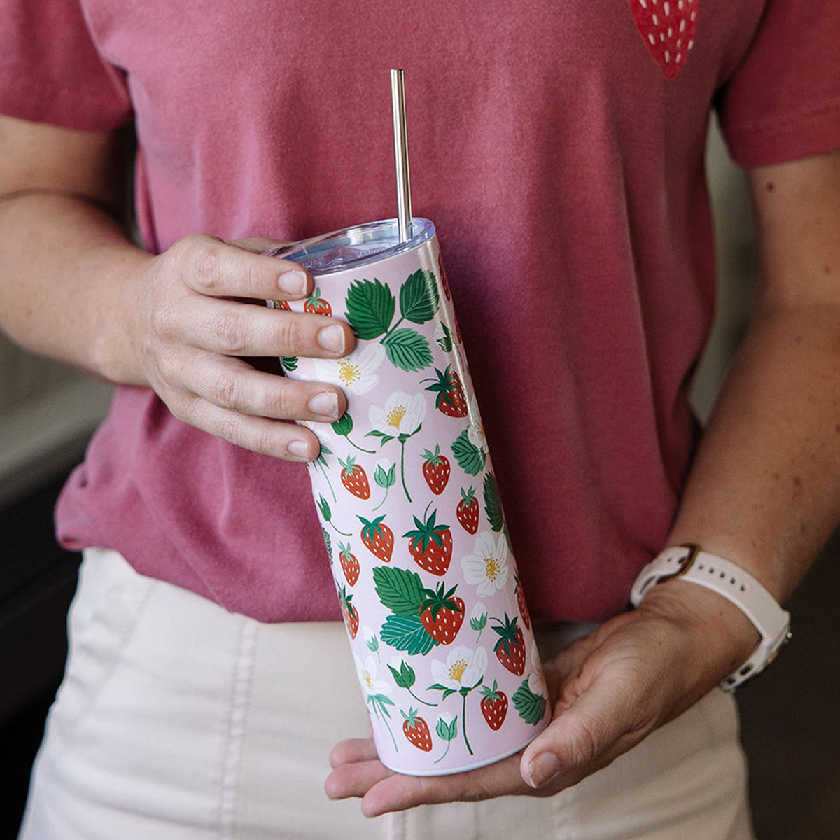 Strawberry Patch 20oz Stainless Steel Skinny Tumbler