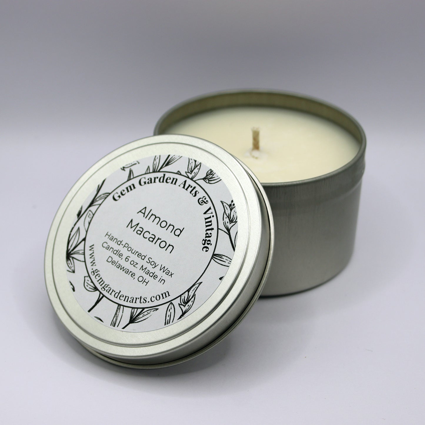 Almond Macaron Hand-Poured Soy Wax Candle, 6 oz