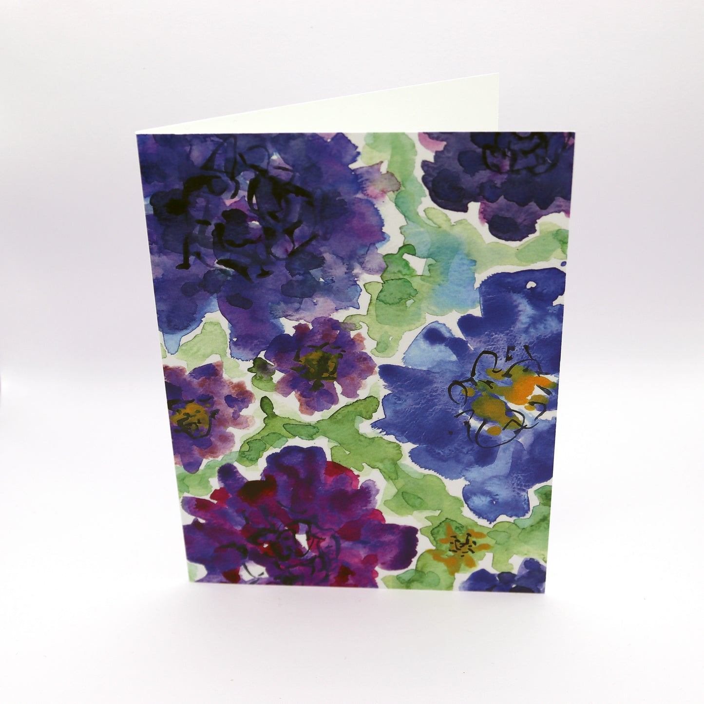 Watercolor Garden Note Card in Blue