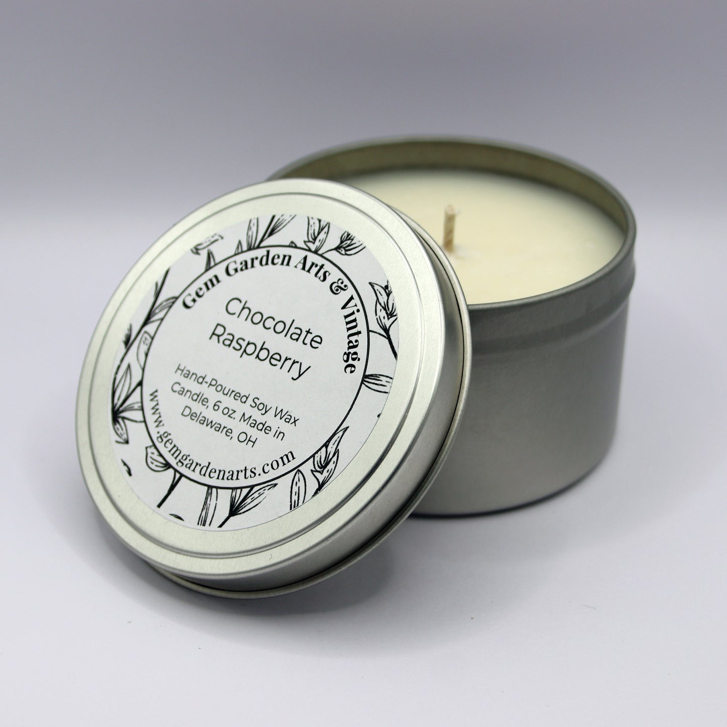 Chocolate Raspberry Hand-Poured Soy Wax Candle, 6 oz