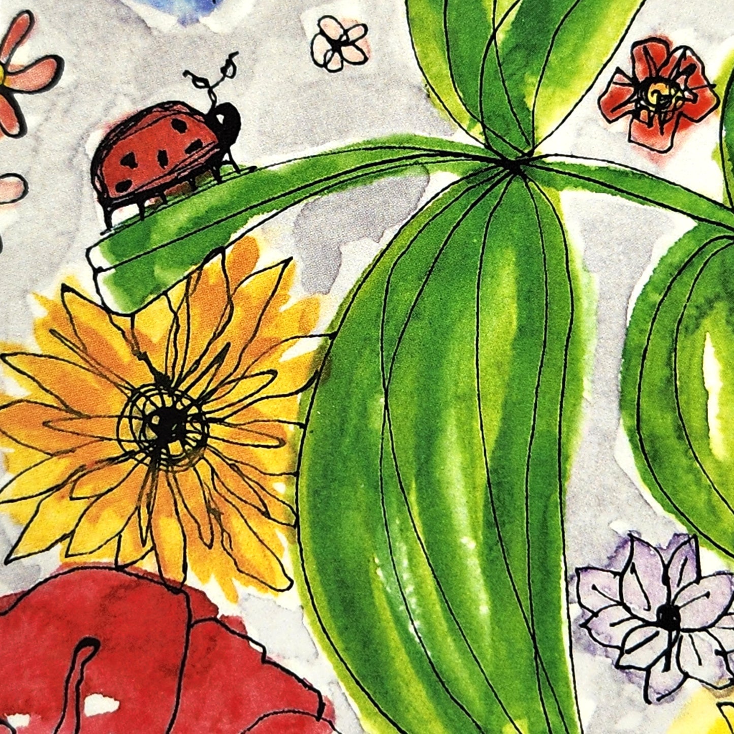 Ladybug Garden Note Card with Watercolor Art