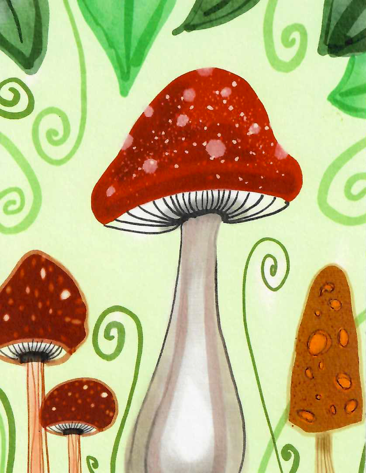 Mushrooms and Fiddleheads Note Card
