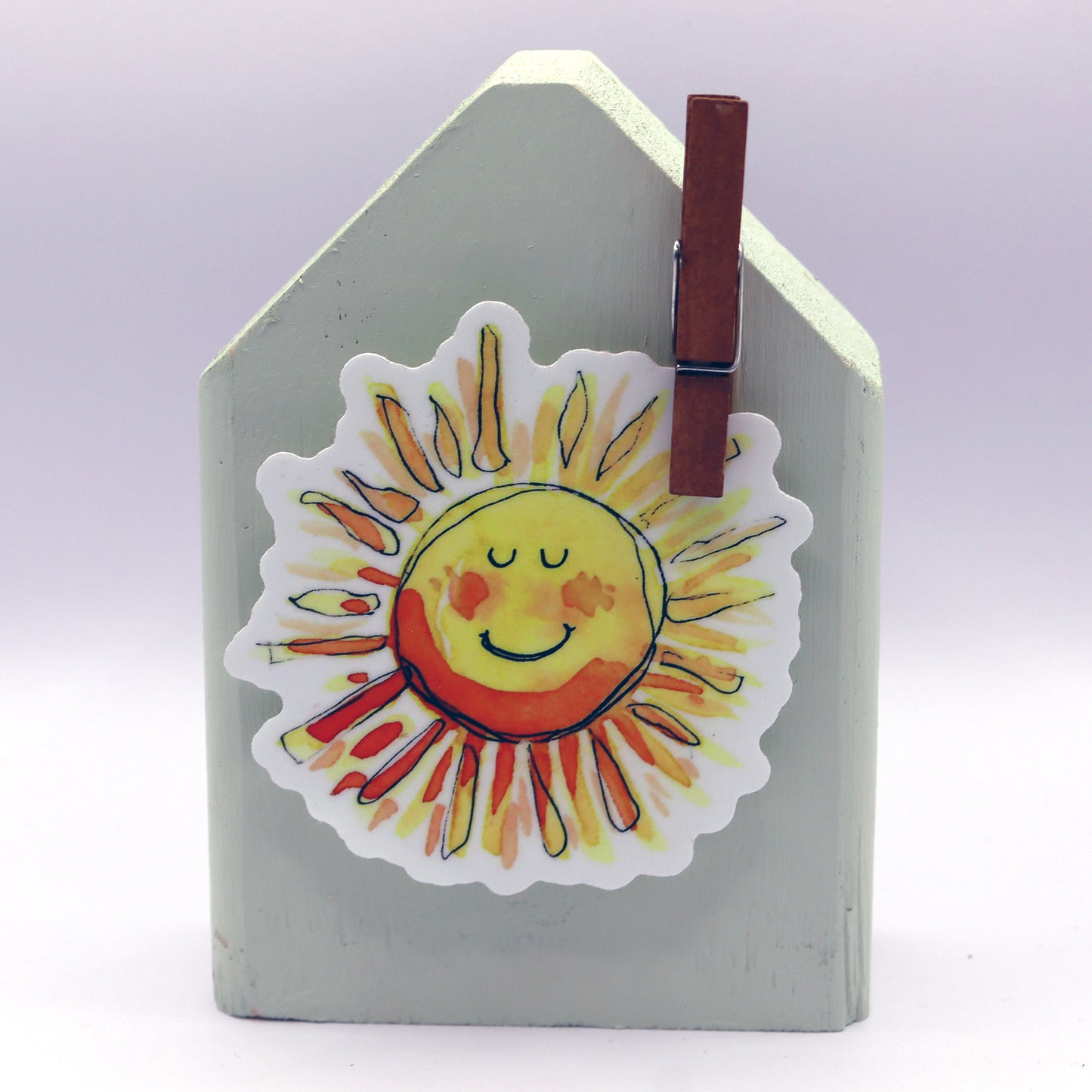 Sunny Face Sticker with Watercolor Art