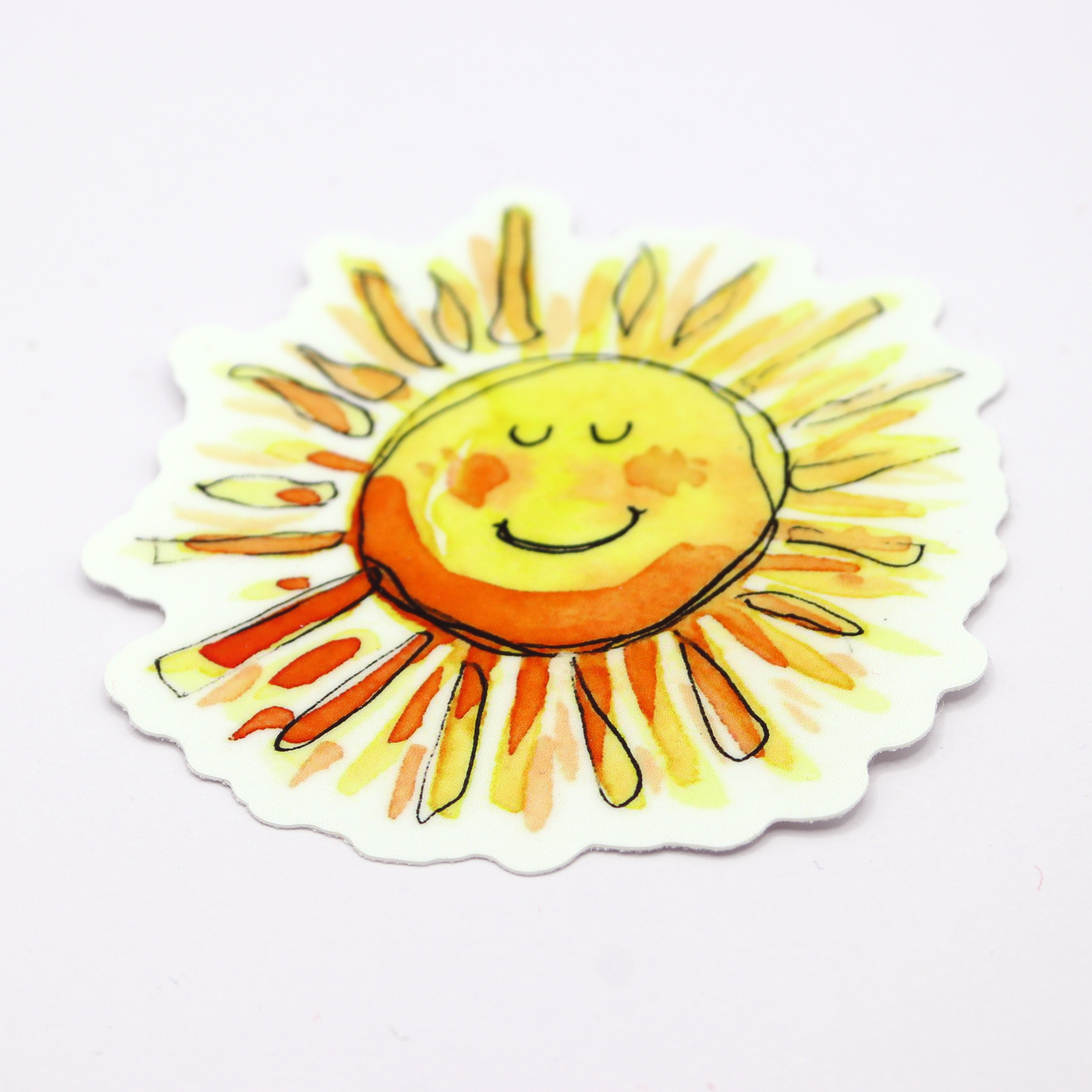 Sunny Face Sticker with Watercolor Art