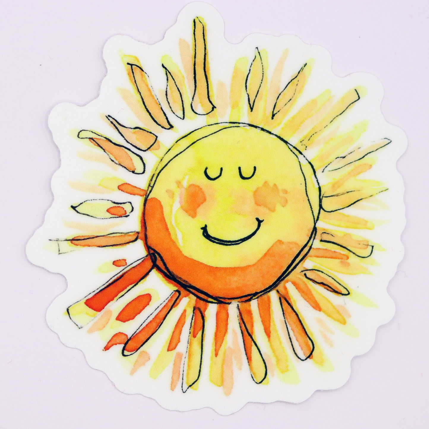 Sunny Face Sticker with Watercolor Art