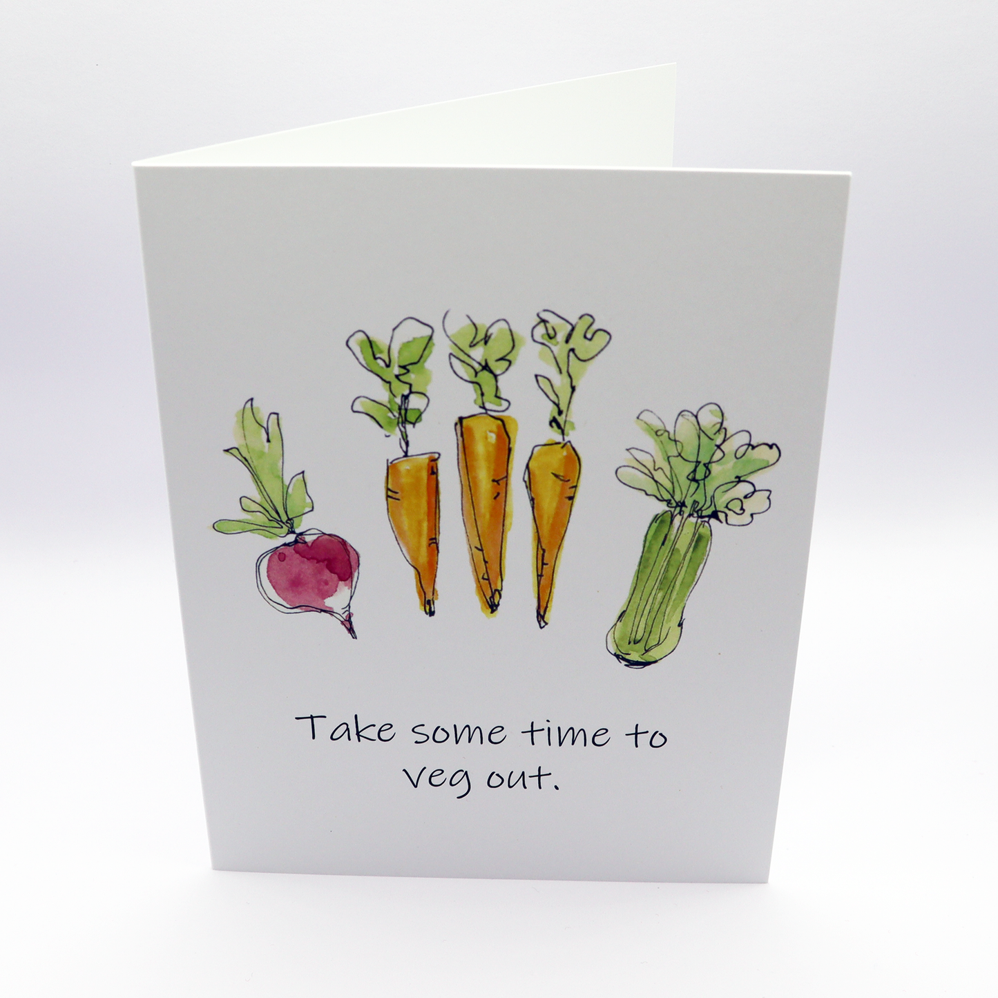 Veg Out Greeting Card with Watercolor Art