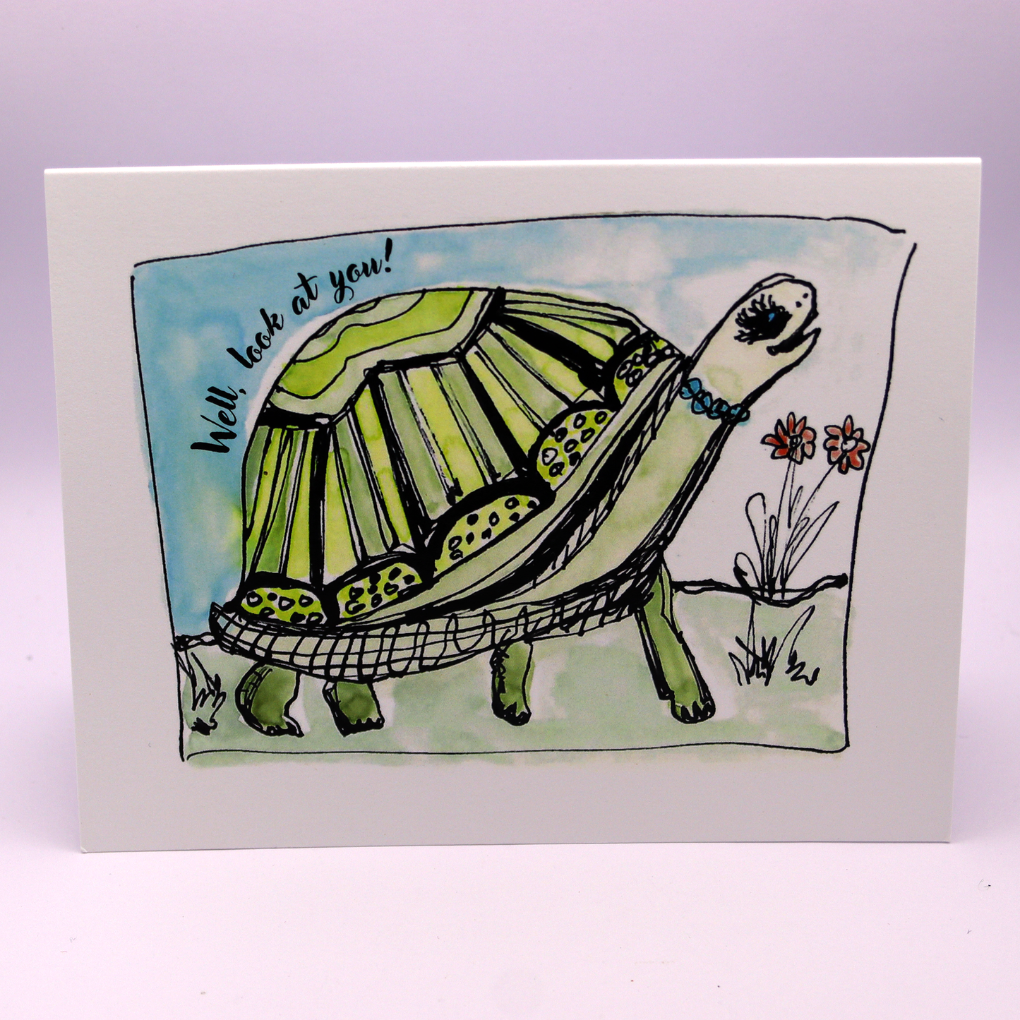 Well Look at You (Turtle with Necklace) Note Card