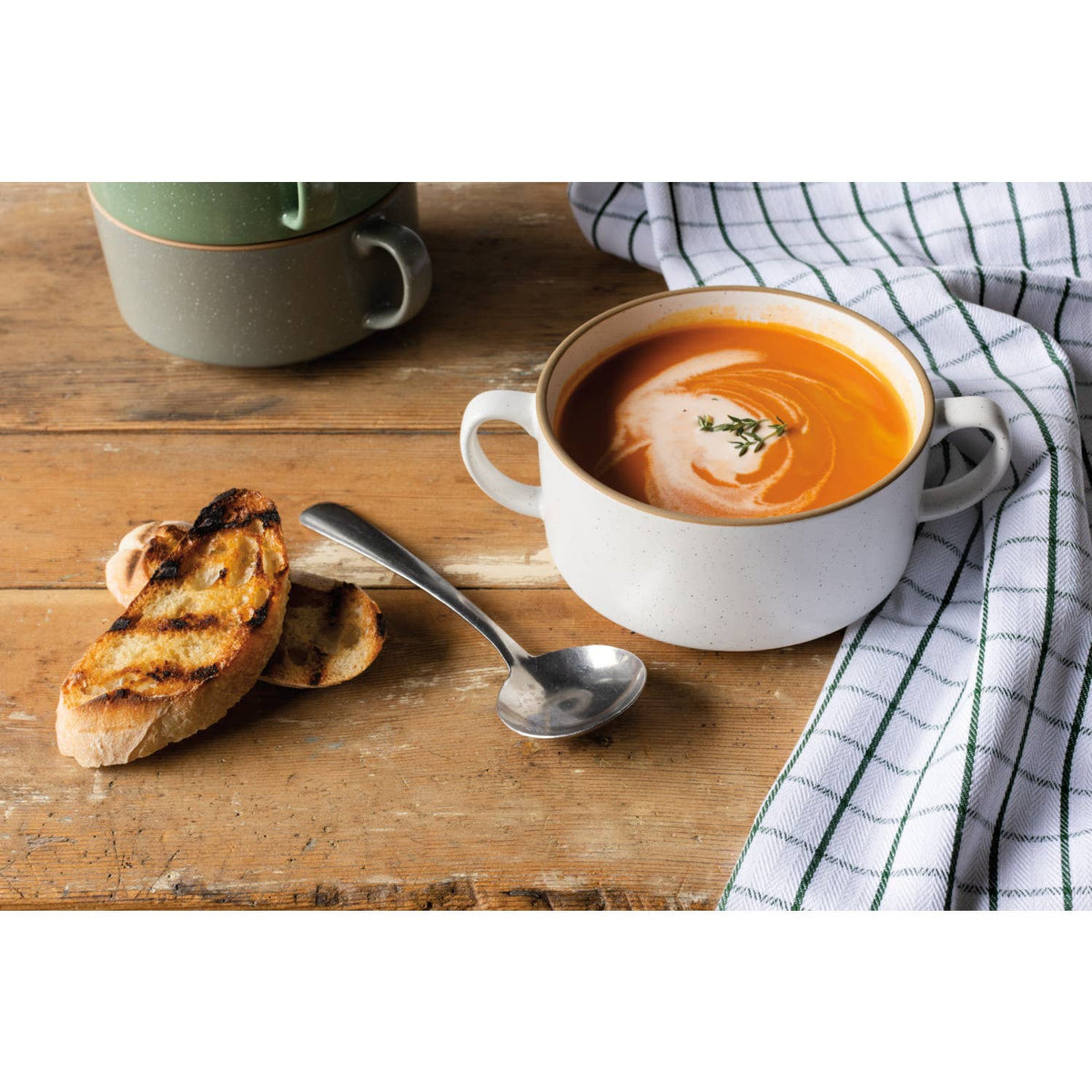 White Double-Handle Soup Bowl