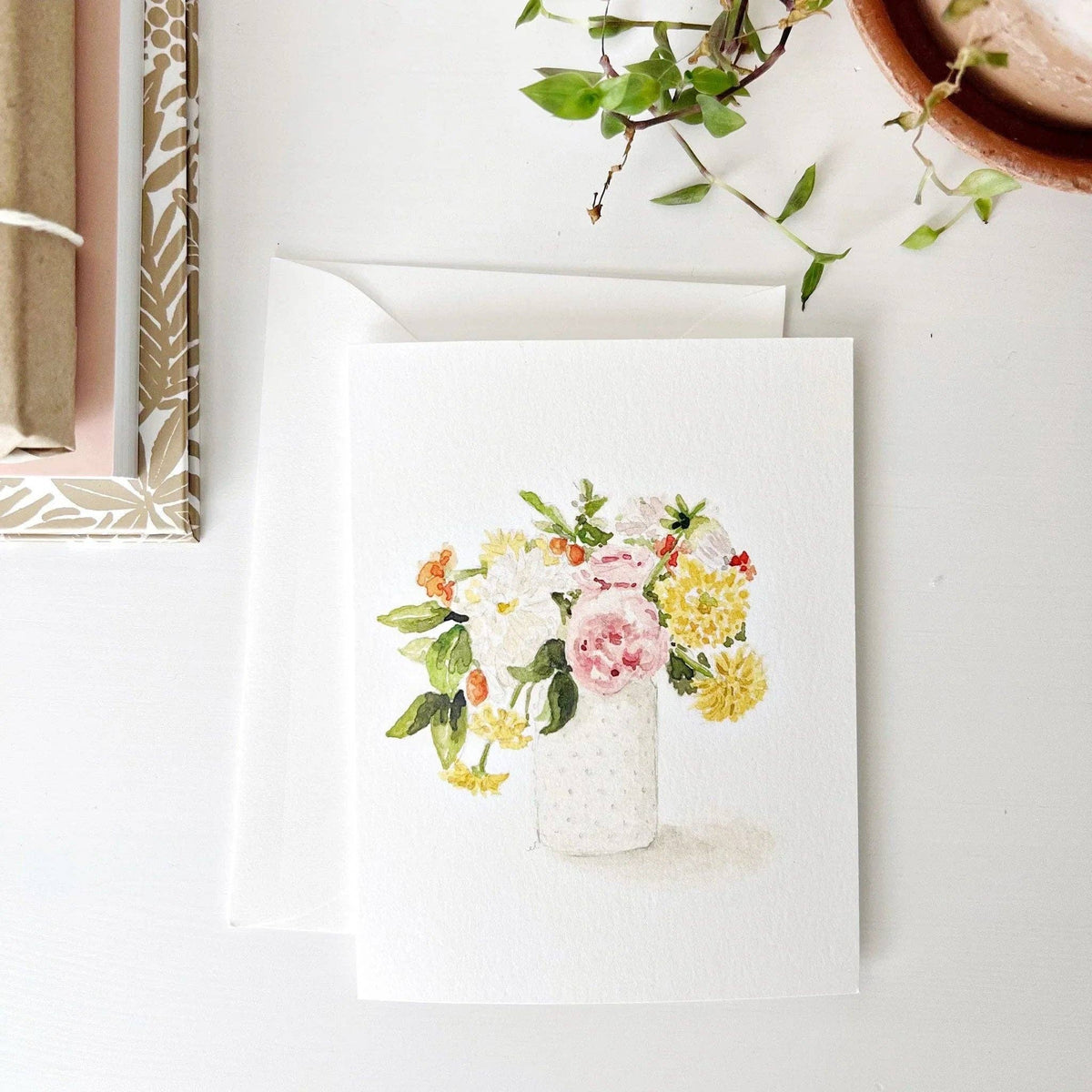Hobnail bouquet notecard